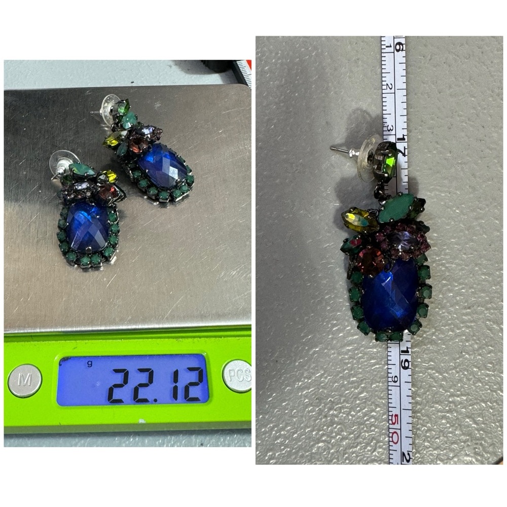 Rare Design Erickson Beamon Multicolor Rhinestone Dangle Earrings - Picture 6 of 6